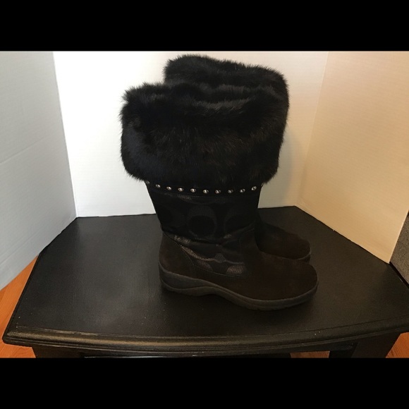 Coach Lesly Suede Fur Trimmed Boots - Picture 4 of 7
